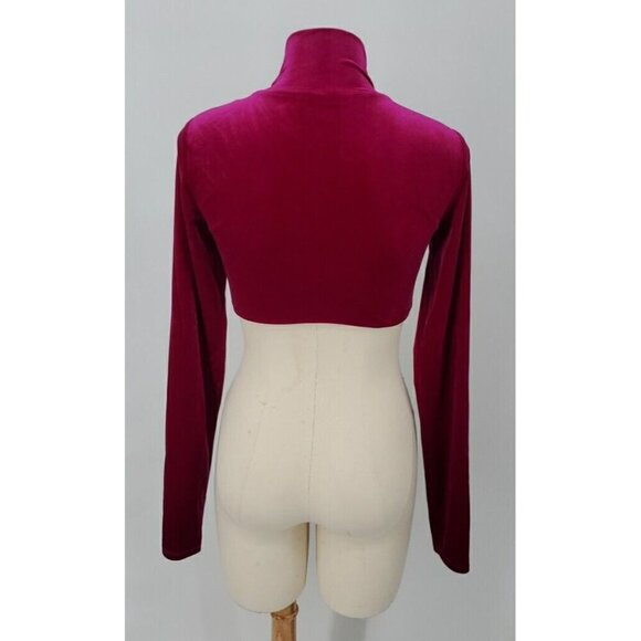Revolve Camila Coelho Magenta  Frankie Long Sleeve Velvet Crop Top Sz Small EUC - Picture 6 of 12